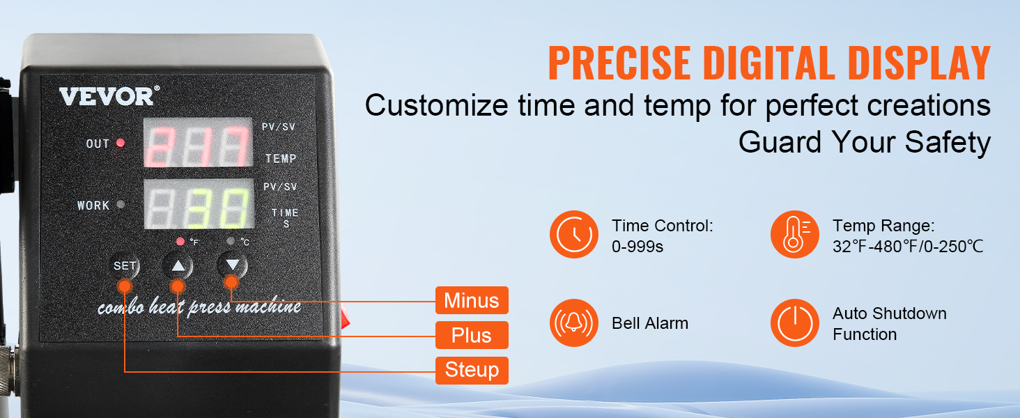 VEVOR Heat Press 15x15, Upgraded Heat Press Machine 5 in 1, Anti-Scald,  Fast-Heating, Swing Away Digital Control Multifunction Heat Press for