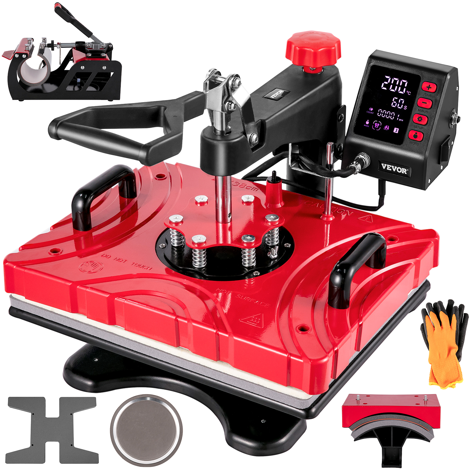 VEVOR VEVOR Heat Press 6 In 1 Heat Press 12X15 Red Sublimation Machine