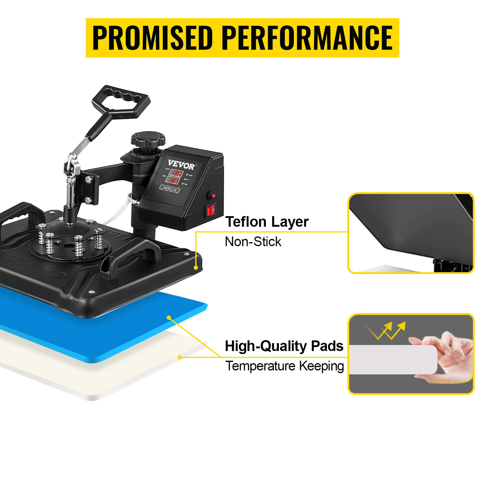 VEVOR Heat Press Machine 12X15 Inch 5 in 1 Combo Heat Press Machine with 360 Degree Rotation Combo Sublimation Heat Press Machine for Cap Mug Plate T-Shirts and Shoes