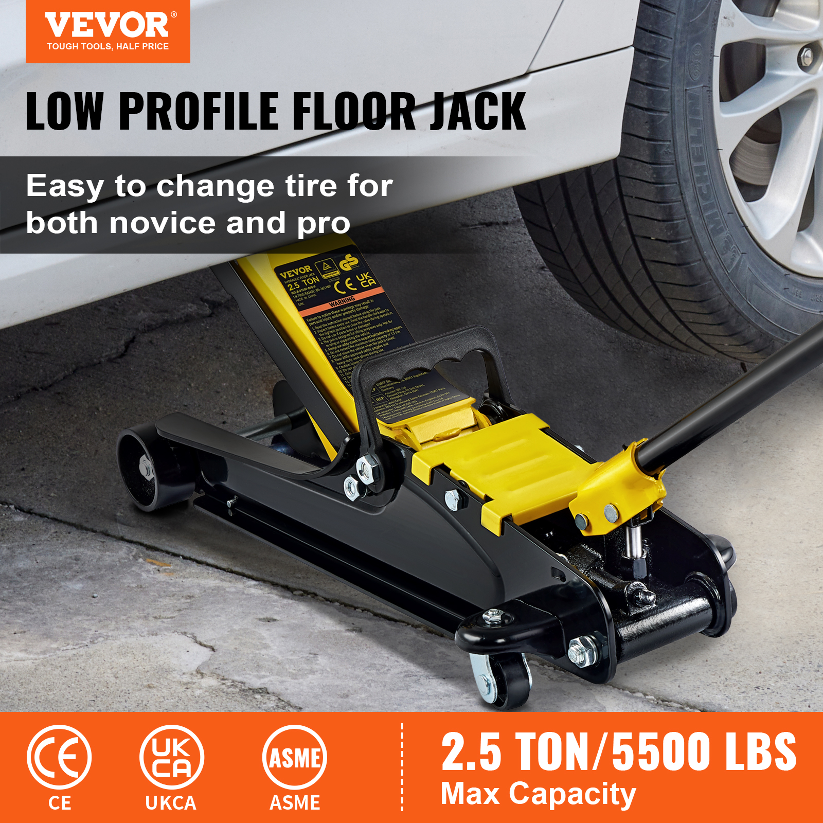 VEVOR Low Profile Floor Jack 2.5/4/3/1.5 Ton Heavy-Duty/Aluminum Steel Car Jack