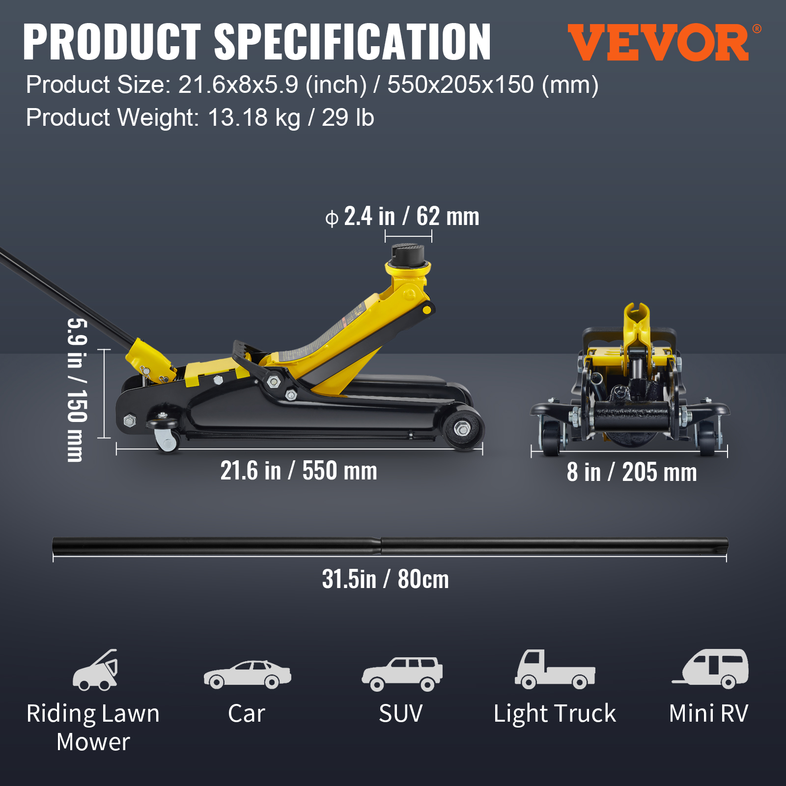 VEVOR Low Profile Floor Jack 2.5/4/3/1.5 Ton Heavy-Duty/Aluminum Steel Car Jack