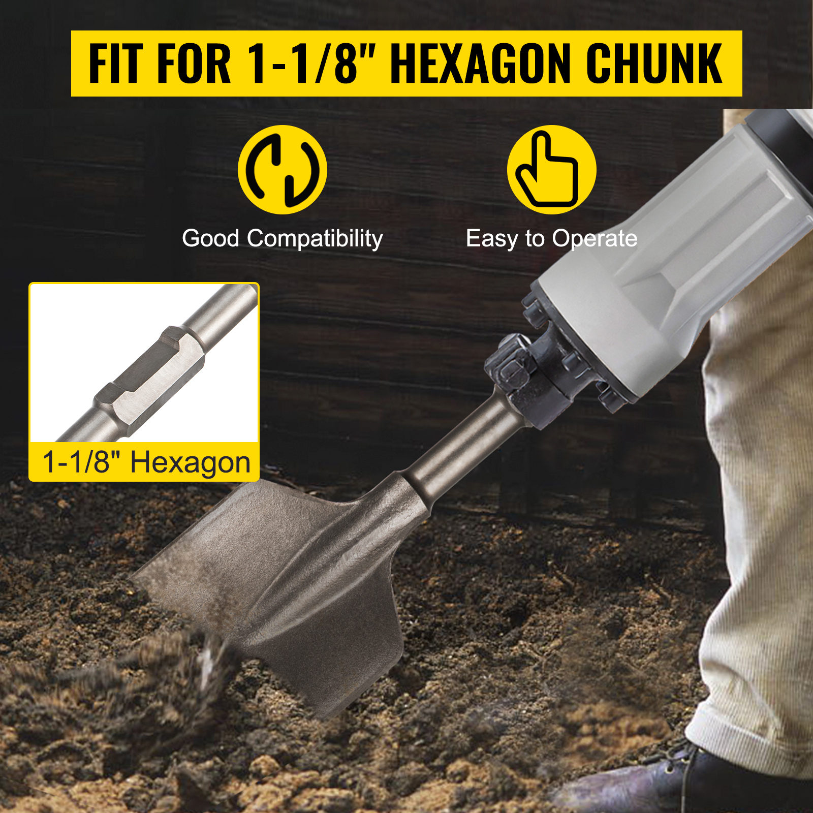 Upgrade Jackhammer Shovel Demolition Width Clay Spade Abrasion Resistance Chisel 