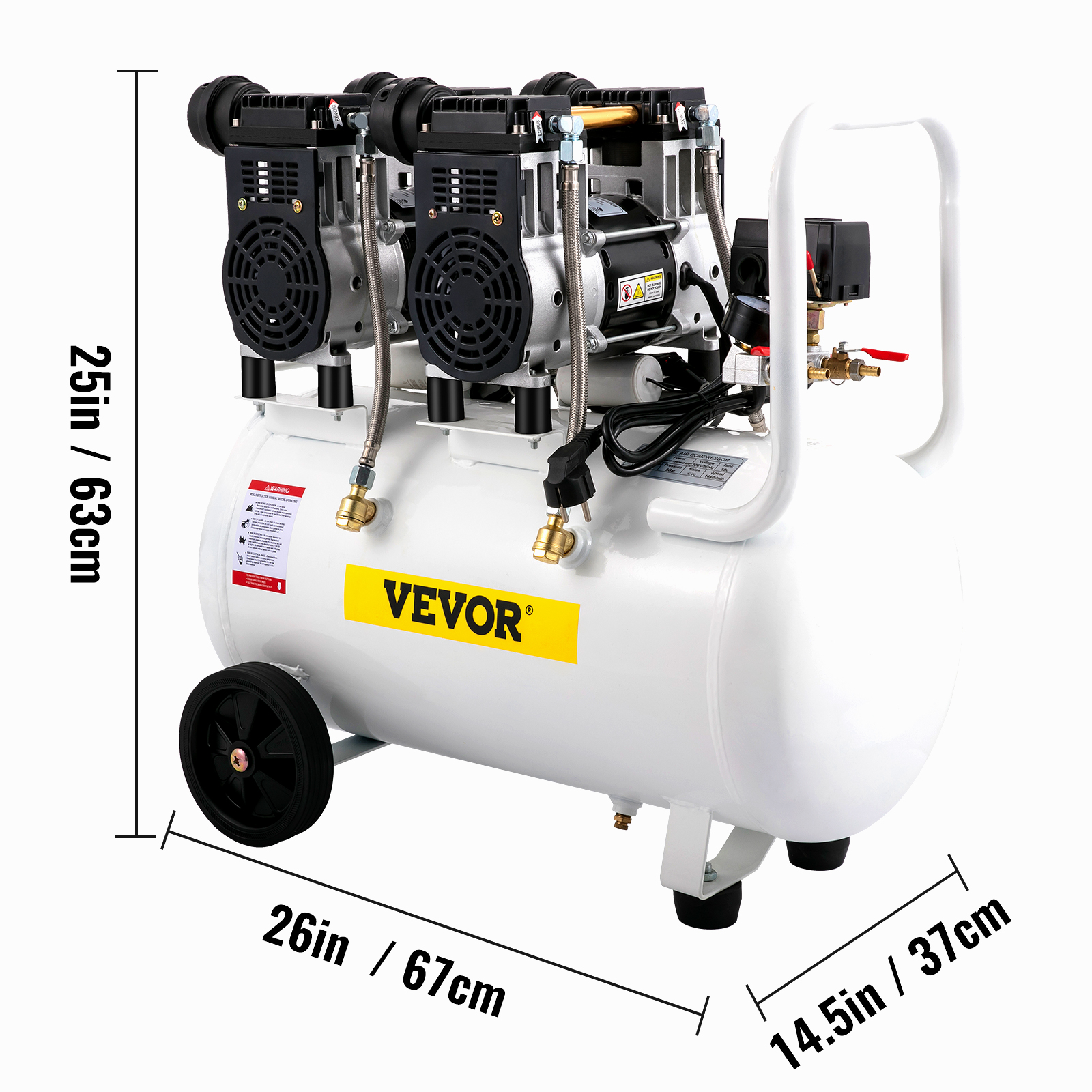 Compresseur D'air Silencieux VEVOR 40L Sans Huile - 1.1HP - 110L/min - 110PSI - Pour Outils Pneumatiques Et Gonflage