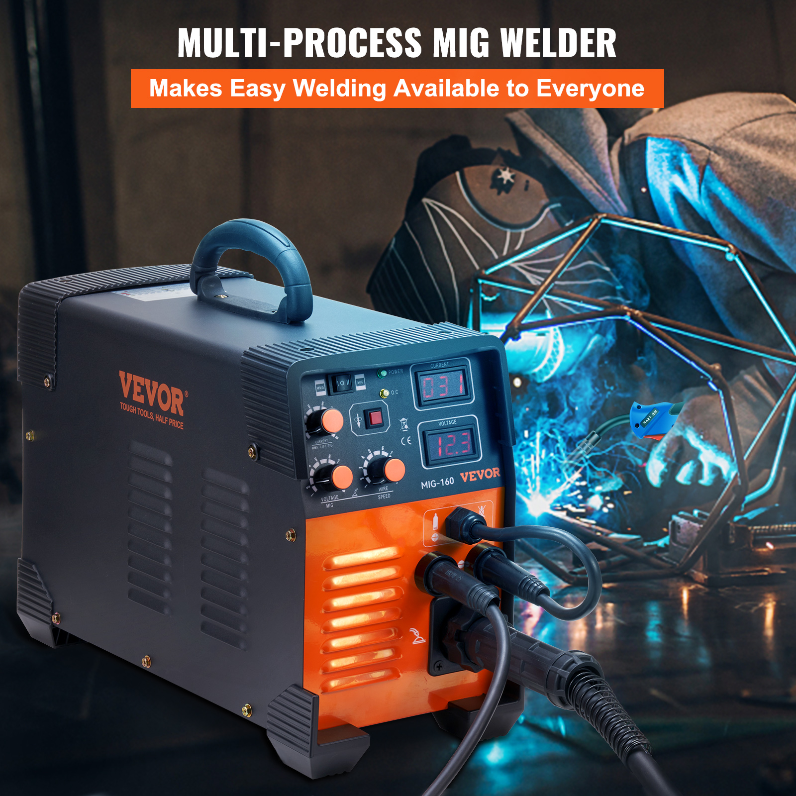 VEVOR MIG/MMA/TIG 3-in-1 Welder Flux Cored Wire IGBT Technology - Picture 16 of 38