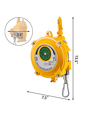 VEVOR Spring Balancer 20-33lbs(9-15kg) Retractable Tool Holder 1.5m Length Tool Balancer with Hook and Wire Rope Adjustable Balancer Retractor Hanging Holding Equipment in Yellow