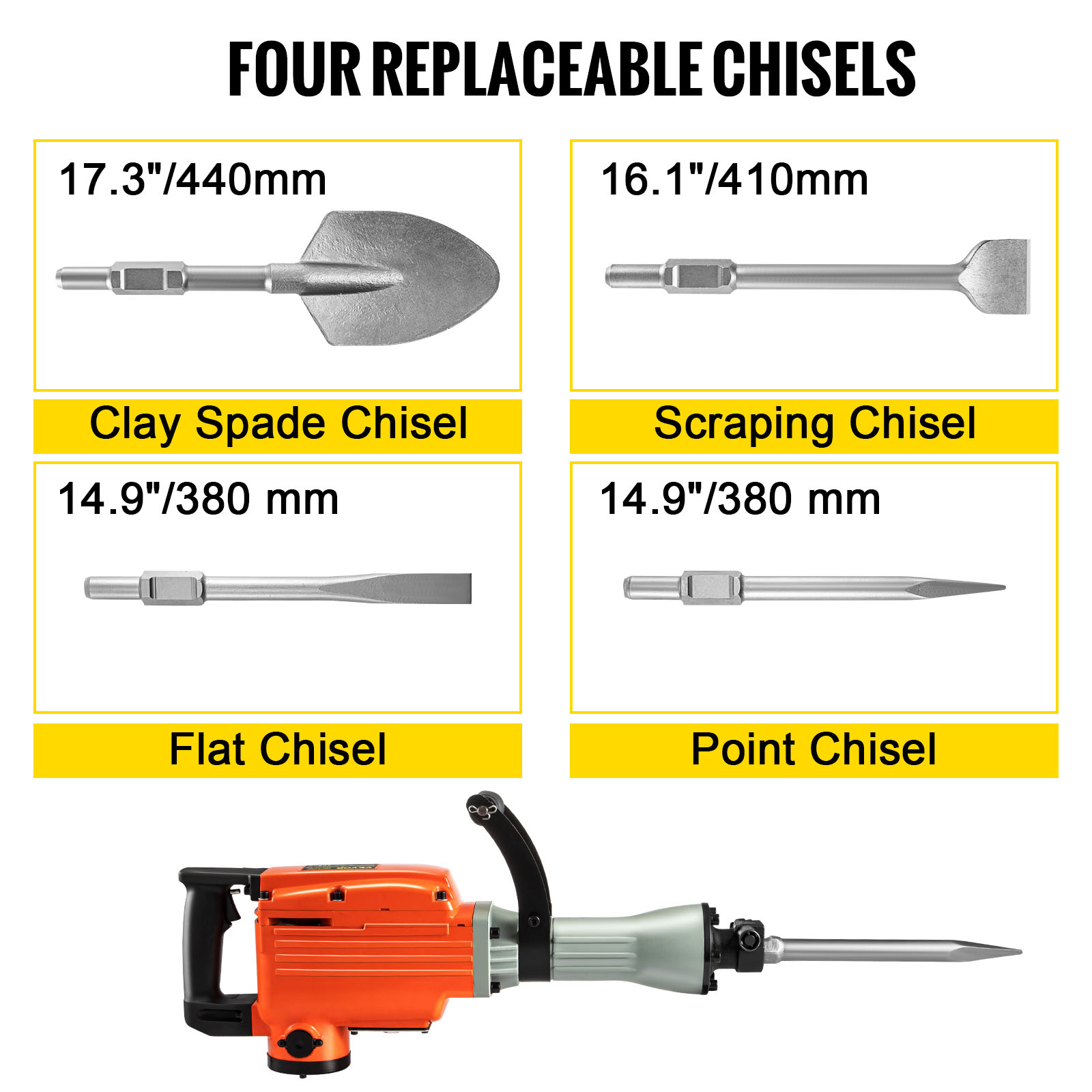 3600W Electric Demolition Hammer Heavy Duty Concrete Breaker