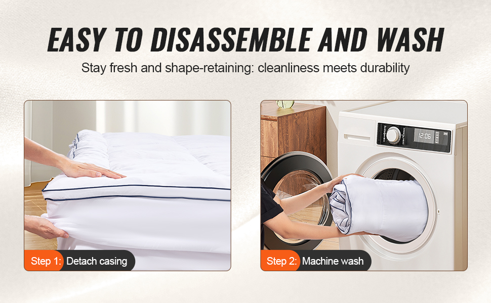 VEVOR Mattress Topper Premium Memory Foam Fiber Fill Queen 76.2 mm