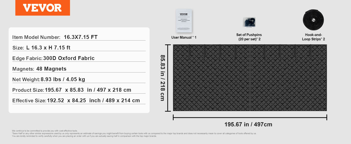 Garage door screen,for winter,16.3x7.15ft