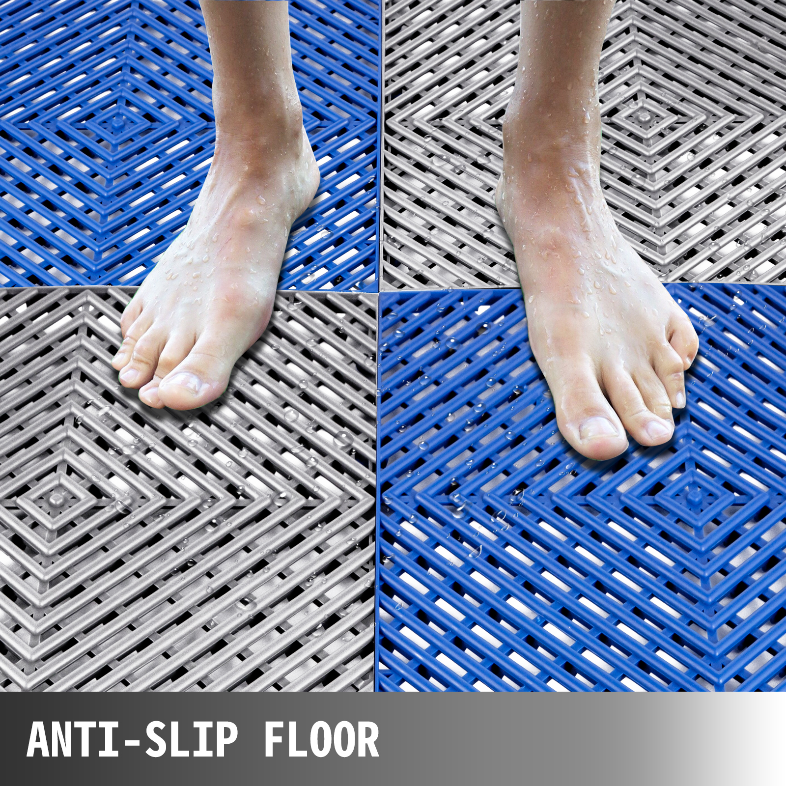 VEVOR Interlocking Garage Floor Tiles 12x12x0.5 55 Pieces Deck Tile Blue DJHZX55PBU0000001V0