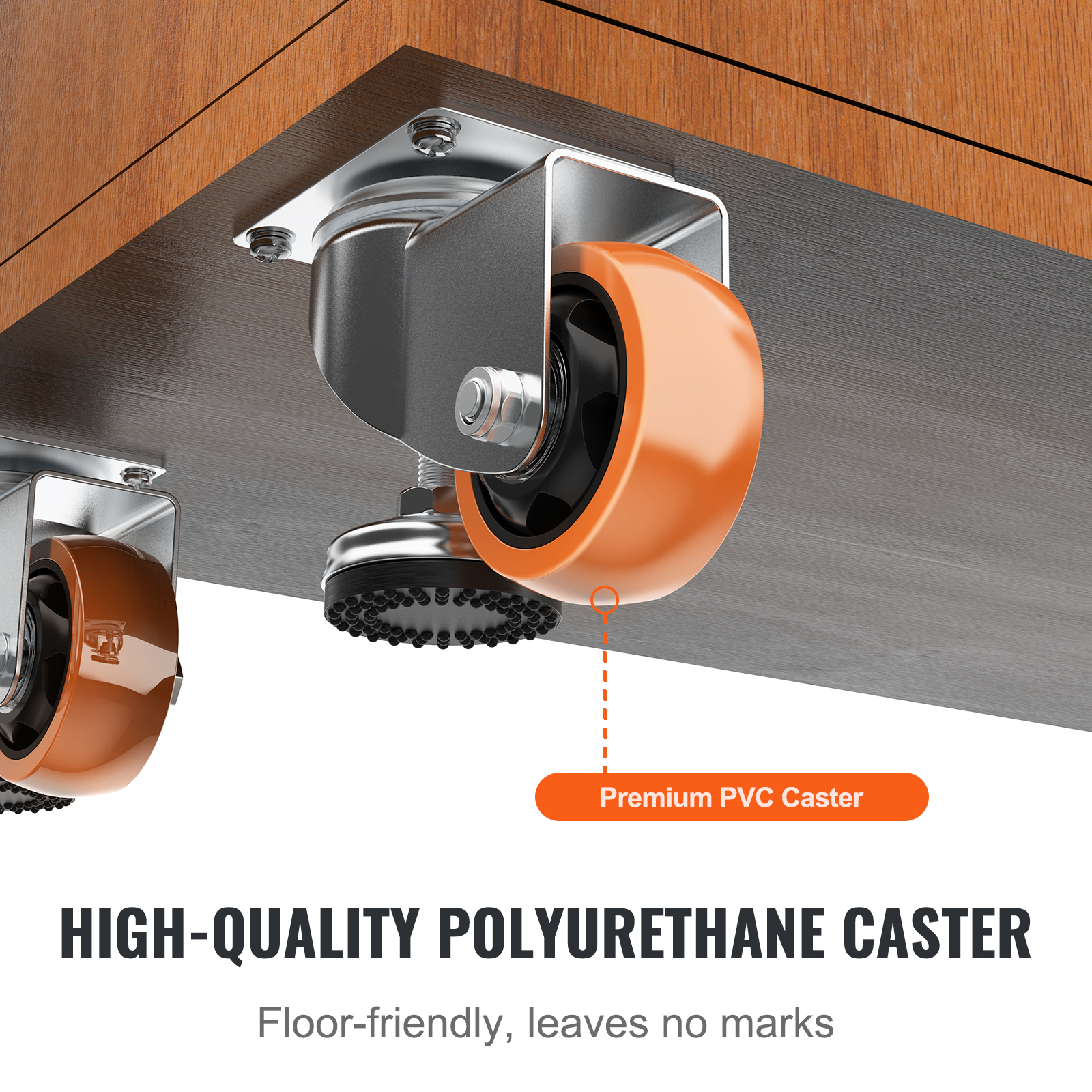 VEVOR Leveling Casters Adjustable PVC Plate Mounted Caster 720/2200/1100lbs 4pcs - Picture 8 of 38