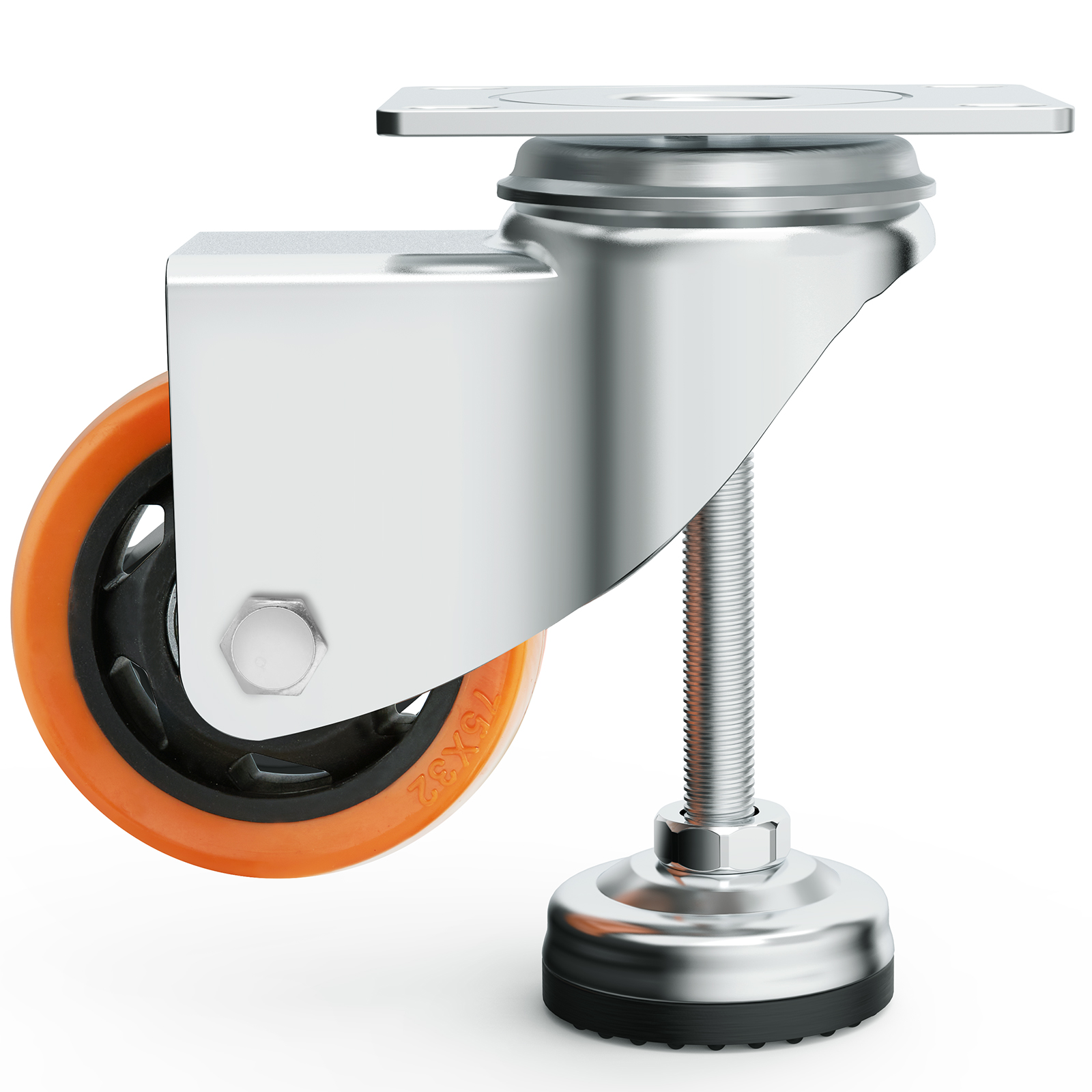 VEVOR Leveling Casters Adjustable PVC Plate Mounted Caster 720/2200/1100lbs 4pcs - Picture 13 of 38