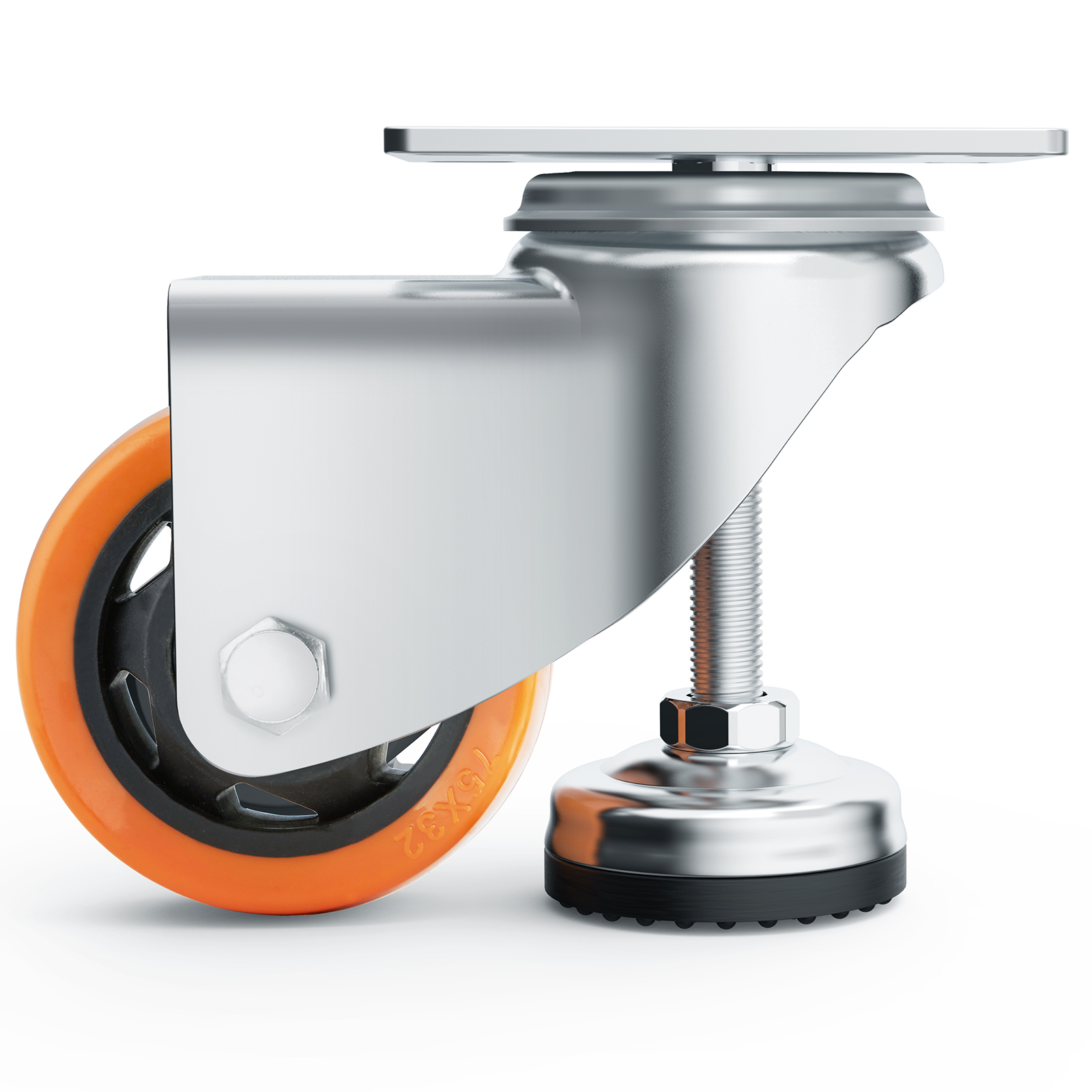 VEVOR Leveling Casters Adjustable PVC Plate Mounted Caster 720/2200/1100lbs 4pcs - Picture 11 of 38