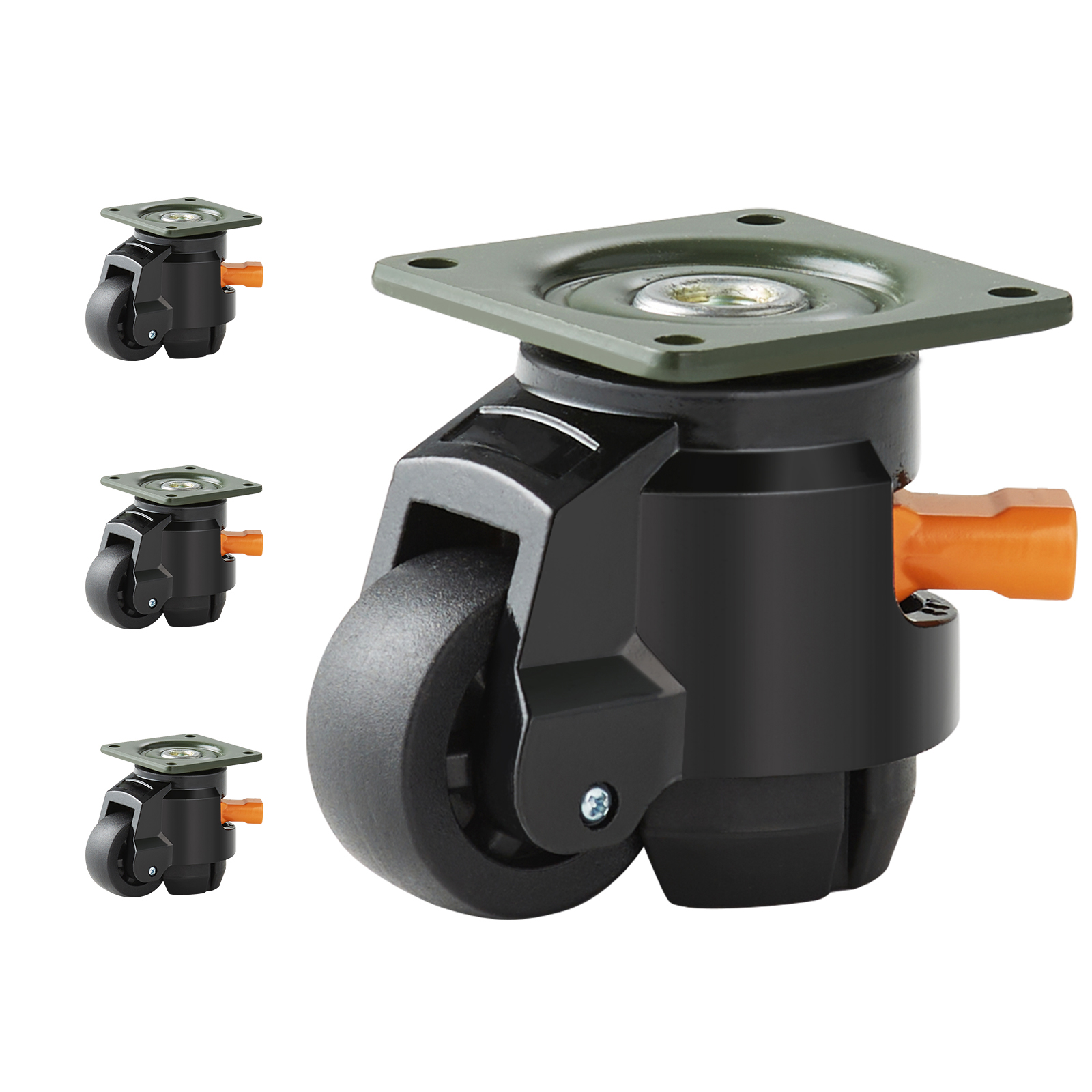 VEVOR Leveling Casters Adjustable PVC Plate Mounted Caster 720/2200/1100lbs 4pcs - Picture 27 of 38