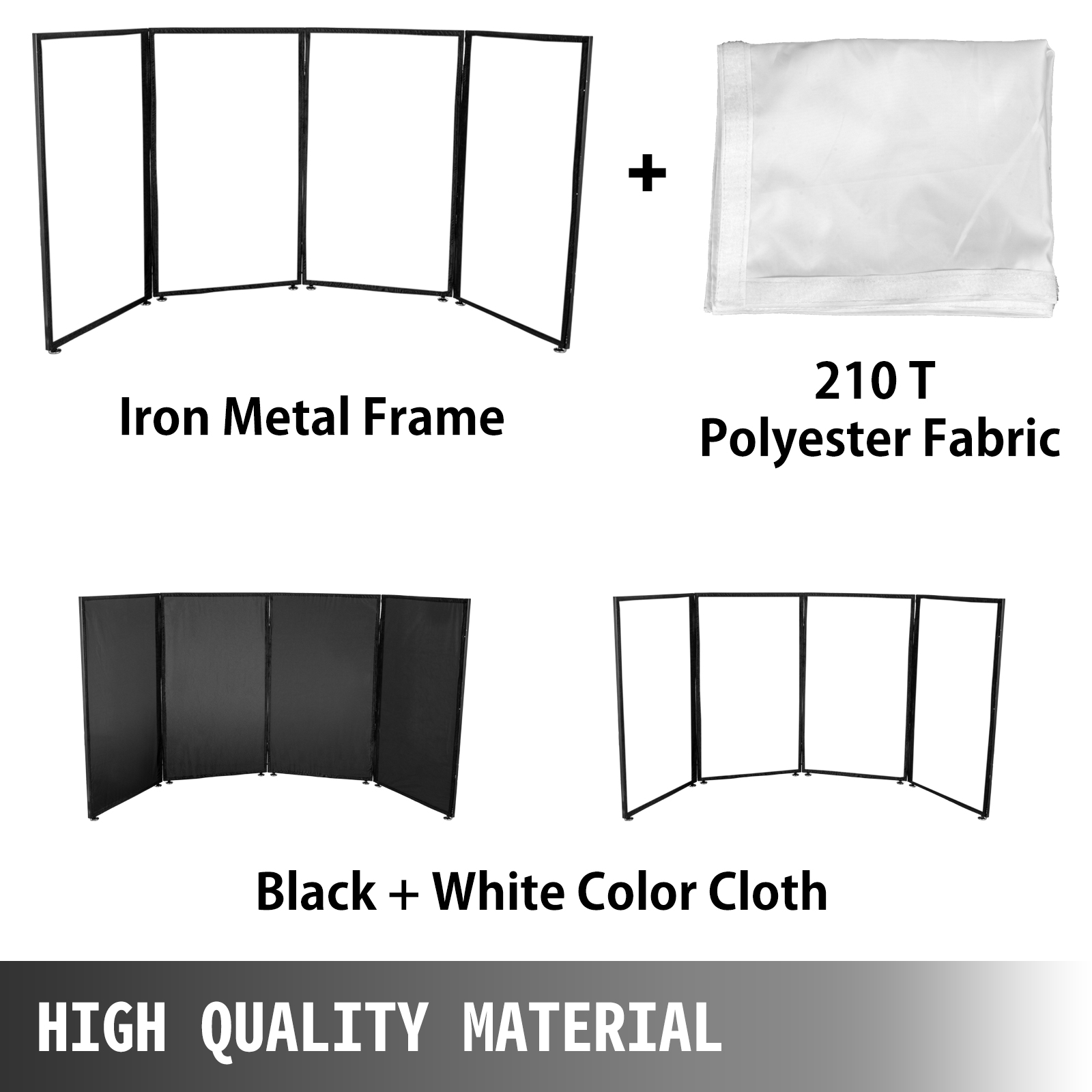 DJ Event Facade White/Black Scrim Metal Frame Booth + 20 x 40 Flat Table  Top Includes Both White and Black Panels + Carrying Cases! : :  Musical Instruments
