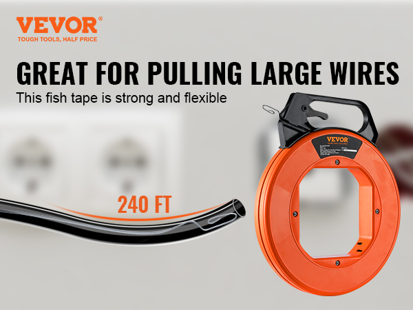 VEVOR Fish Tape, 240-foot, 1/8-inch, Steel Wire Puller with Optimized  Housing and Handle, Easy-to-Use Cable Puller Tool, Flexible Wire Fishing  Tools