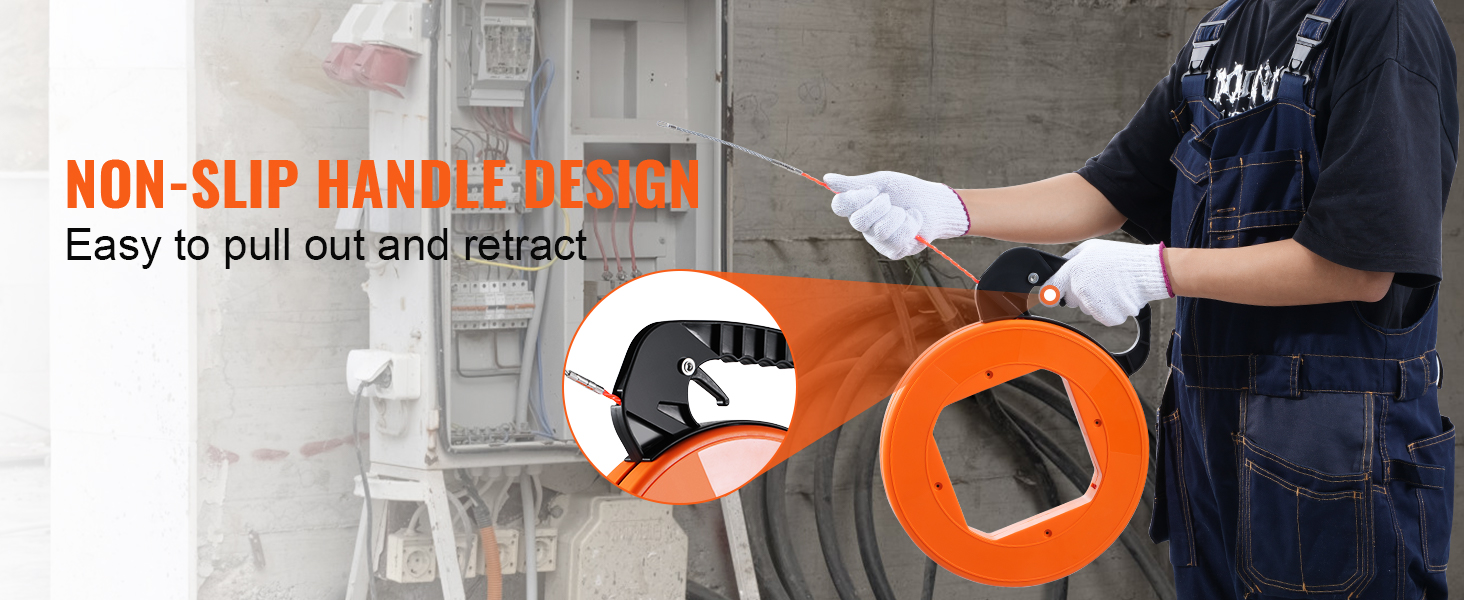 thumbnail image 2 of 100ft Steel Fish Tape With High-Impact Plastic Case – Electrician Wire Puller, MPN 08100 2 of 6