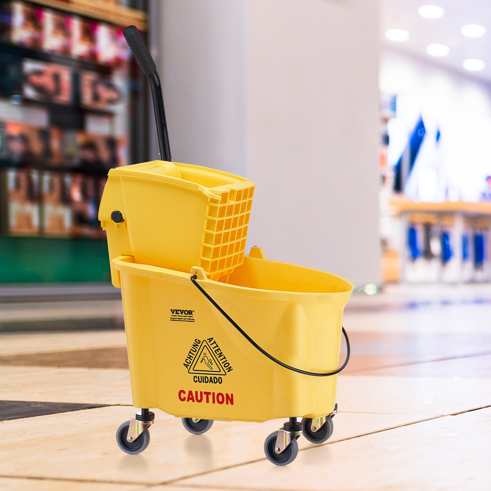 VEVOR Commercial Mop Bucket with Wringer 35/26Qt. Rolling Floor Cleaning Trolley - Picture 22 of 26
