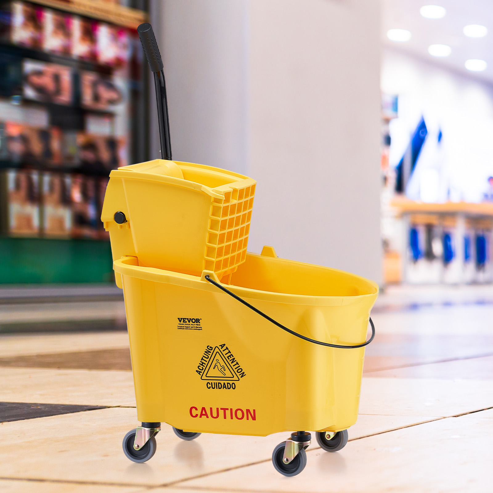 VEVOR Commercial Mop Bucket with Wringer 35/26Qt. Rolling Floor Cleaning Trolley - Picture 10 of 26