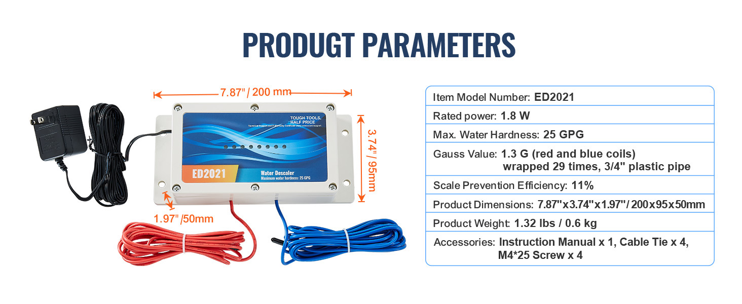 Electronic Water Descaler System – No-Salt Whole House Anti-Scale Device, Works On Copper, PEX, PVC Pipes, 5-Min DIY Install, IP65 Waterproof