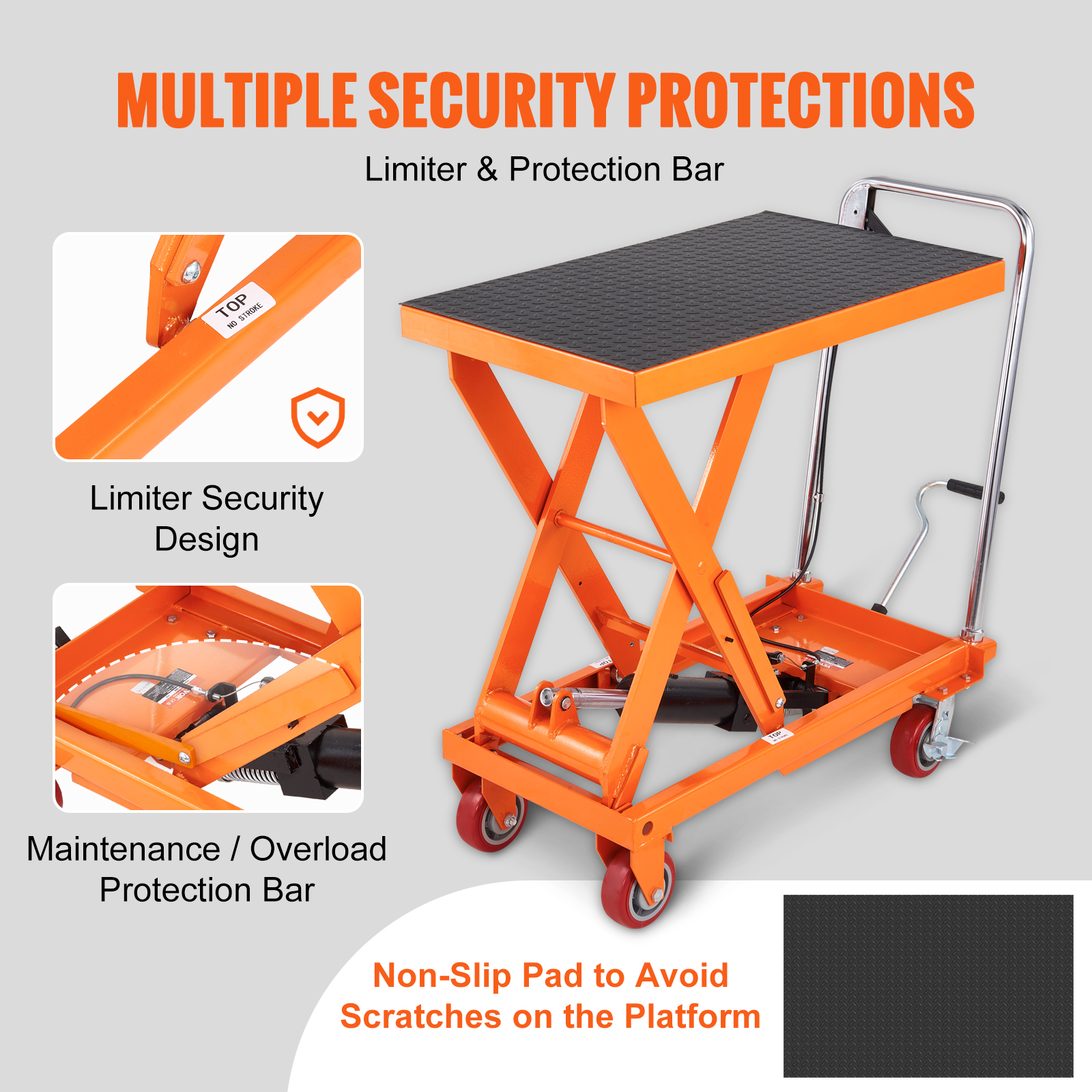 VEVOR Hydraulic Lift Table Cart 1100/330/500/770/1760 lbs Single/Double Scissor - Picture 7 of 110