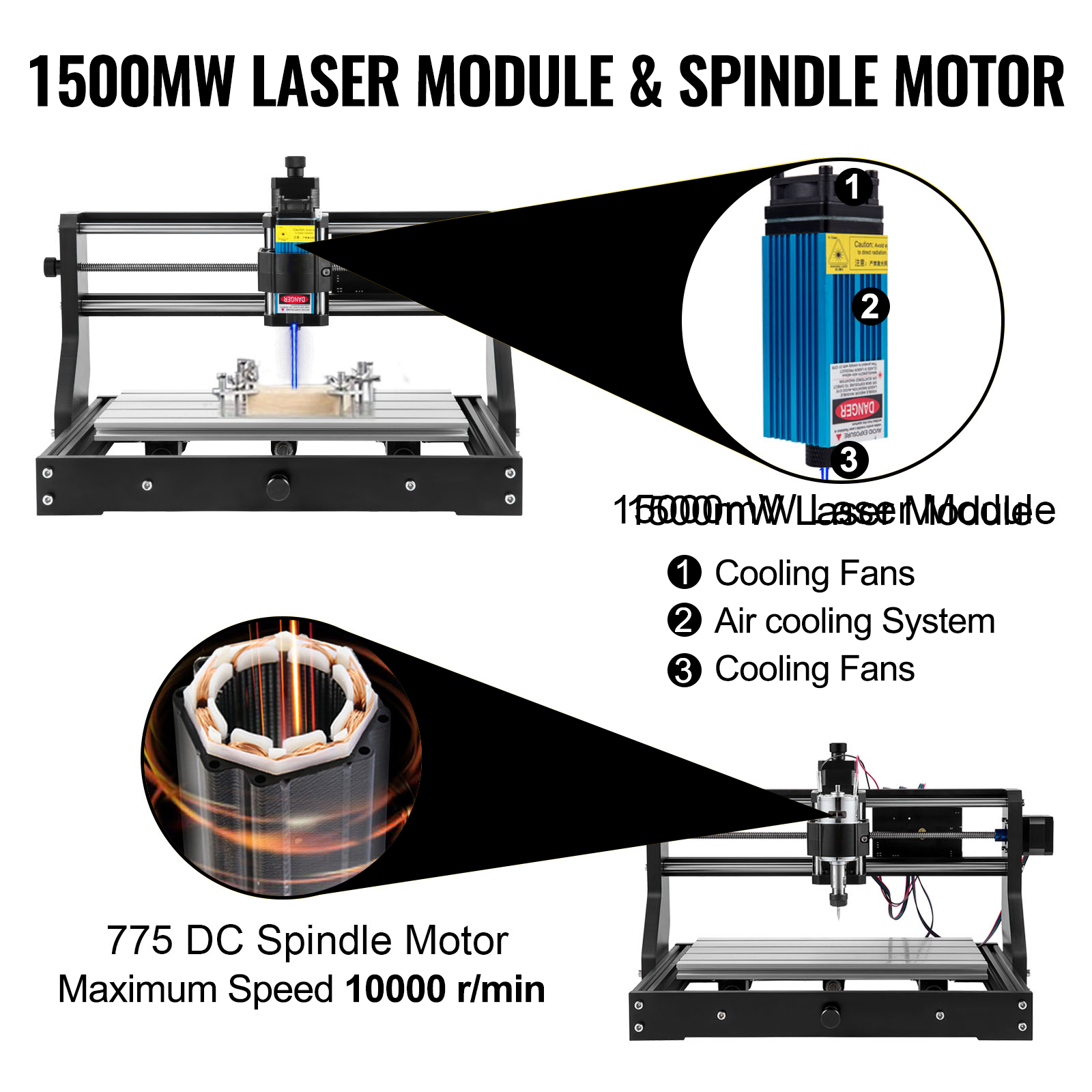 15W Laser Engraving Machine Desktop Engraver Cutting Carving Printer 210x210mm 