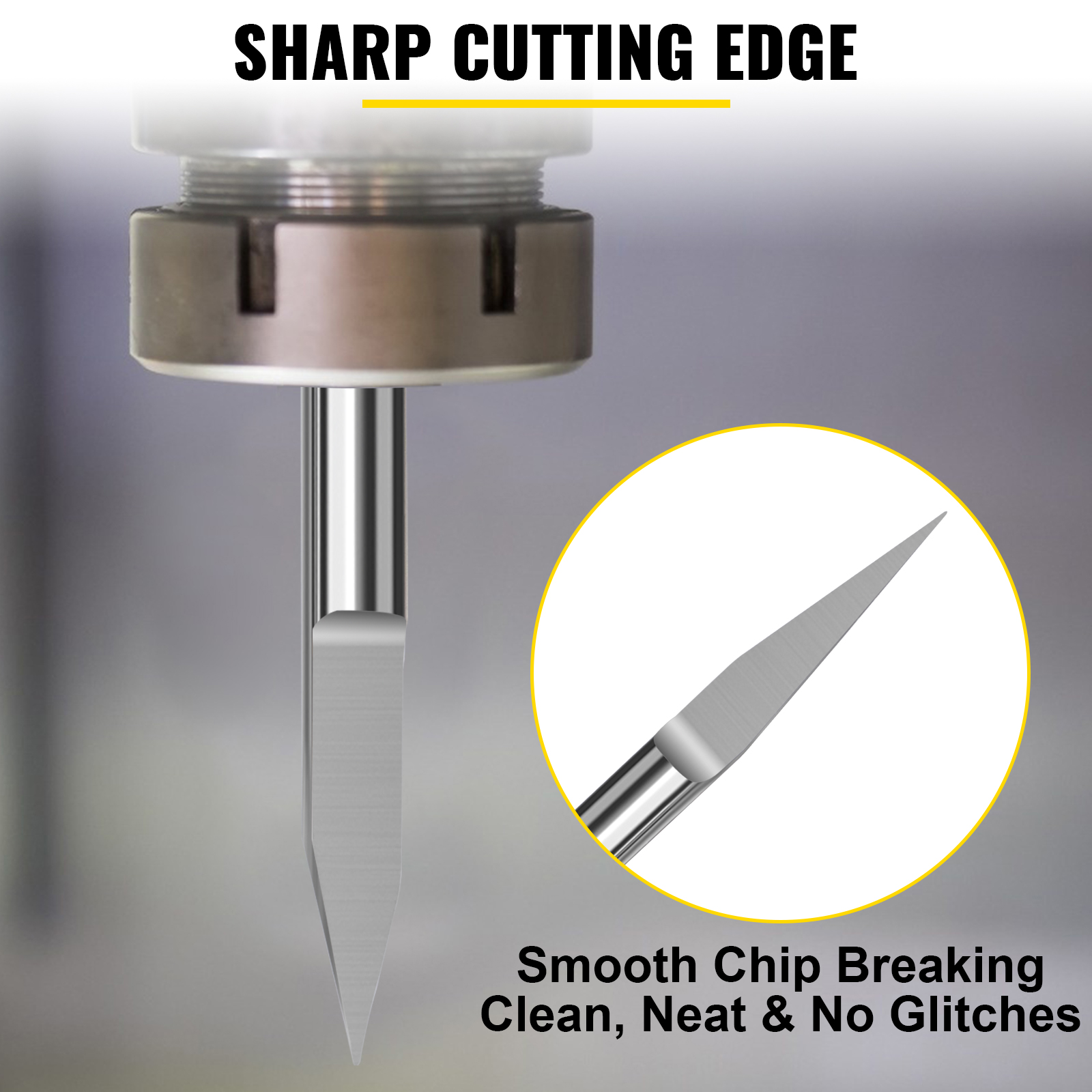 VEVOR 20PCs CNC Bits 1/8"(3.175mm) Shank CNC Router End Mill 0.1mm Tip