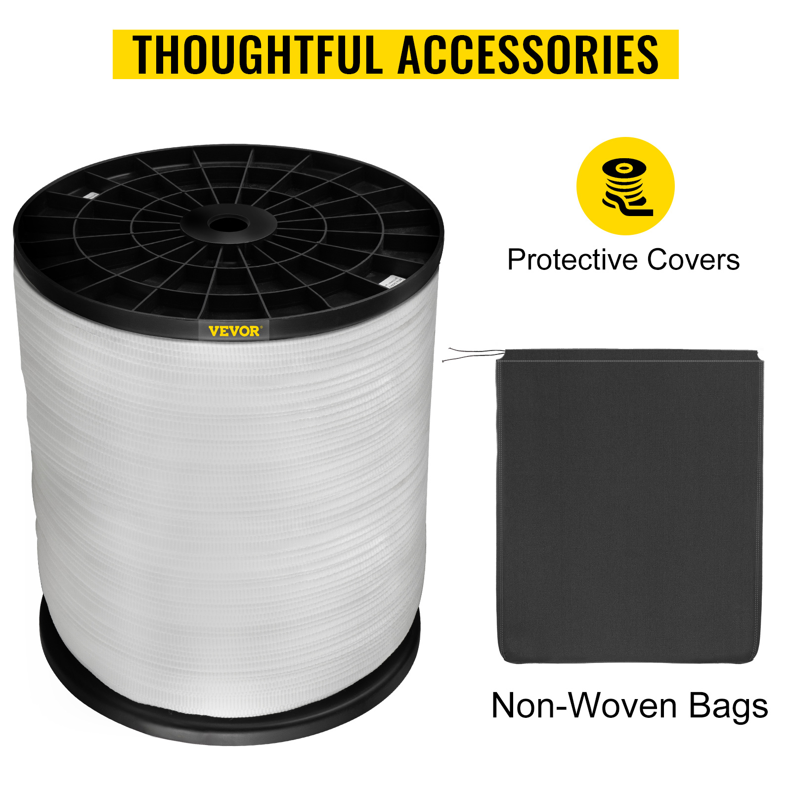 VEVOR 1800Lbs Polyester Pull Tape, 380' x 5/8" Flat Tape for Wire & Cable Conduit Work Variable Functions, Flat Rope for Pulling/Loading/Packing in Any Weather CONDITON