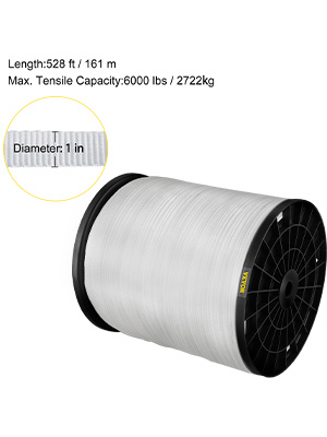 VEVOR 6000Lbs Polyester Pull Tape, 528' x 1" Flat Tape for Wire & Cable Conduit Work Variable Functions, Flat Rope for Pulling/Loading/Packing in Any Weather CONDITON