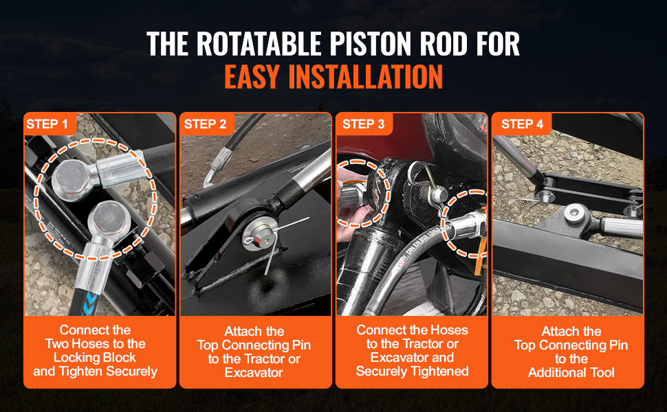 Hydraulic Top Link Cat.1 (11 In, Adjustable 20-7/8 To 31-7/8), Durable Hydraulic Cylinder With 2 - Foto 6