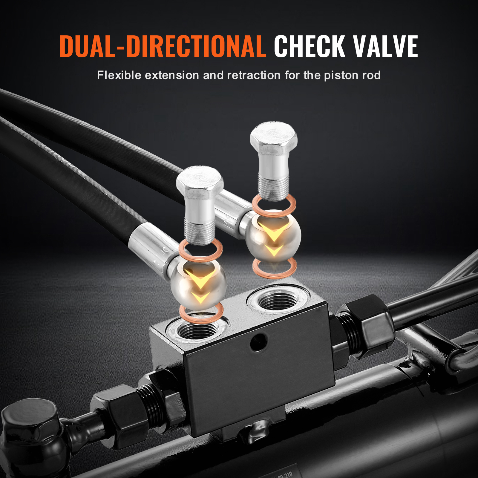 Uimoso Hydraulic Top Link Cat.1-1 / Cat.2-2 18 1/8" - 31 7/8" with 2x Hoses