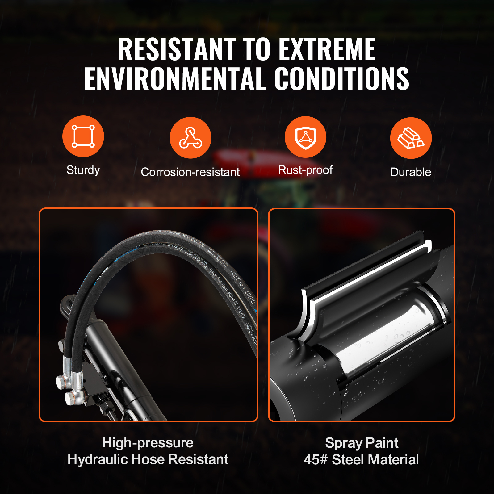 Uimoso Hydraulic Top Link Cat.1-1 / Cat.2-2 18 1/8" - 31 7/8" with 2x Hoses
