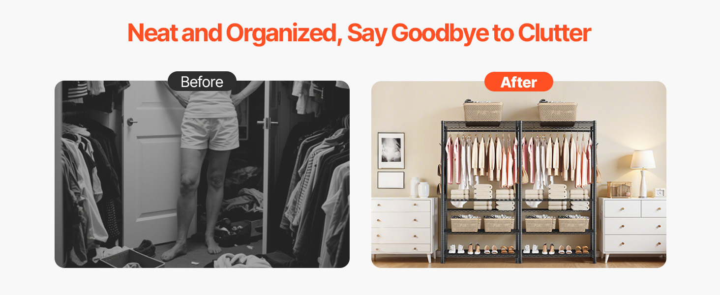 organized clothes on rack