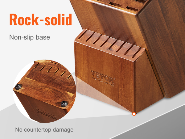 Vevor Knife Storage Block 25 Slots Acacia Wood Universal Knife Holders Without Knives Large