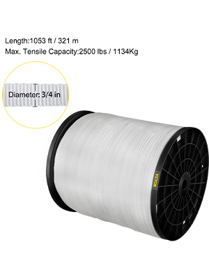 Pull Tape 2500 lbs,Flat Rope 1053ft,Polyester Webbing 3/4 inch