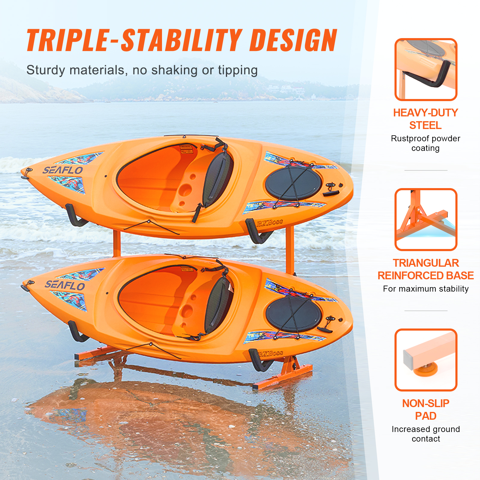 VEVOR Kayak Storage Rack Paddle Board Canoe Stands Outdoor Holder 2/4 Capacity - Picture 41 of 50