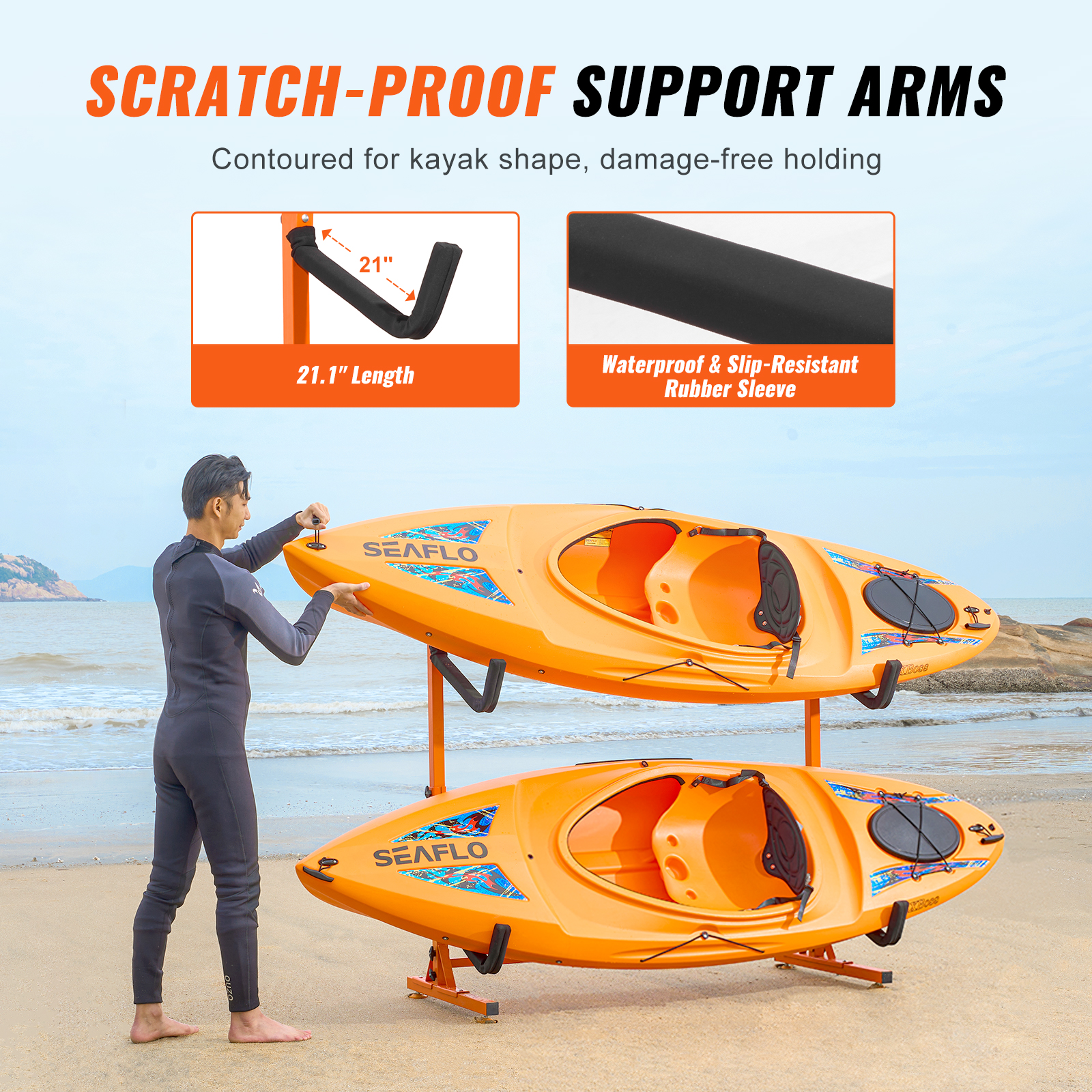 VEVOR Kayak Storage Rack Paddle Board Canoe Stands Outdoor Holder 2/4 Capacity - Picture 42 of 50