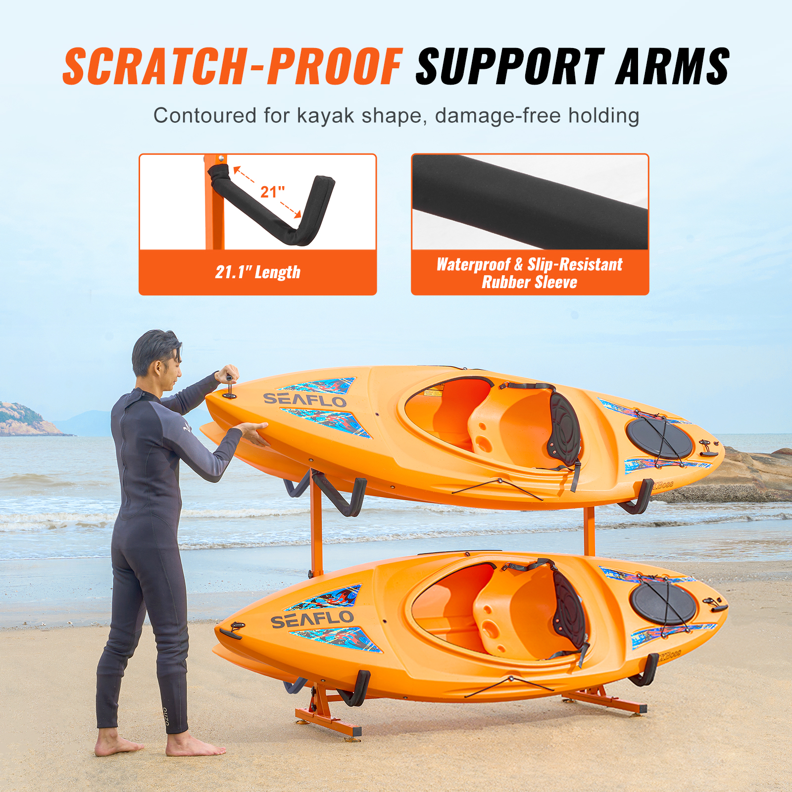 VEVOR Kayak Storage Rack Paddle Board Canoe Stands Outdoor Holder 2/4 Capacity - Picture 18 of 50