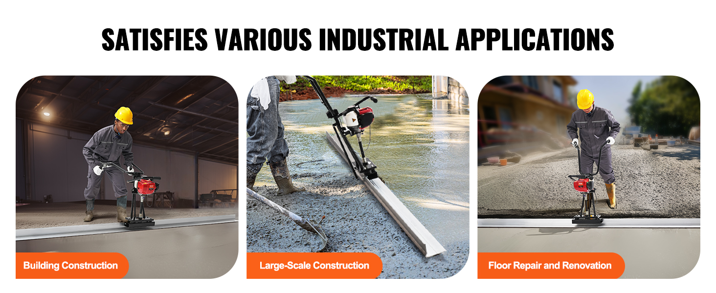 building construction, large-scale construction, and floor repair with VEVOR gas concrete power screed.