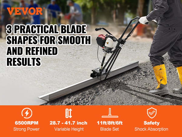 VEVOR Gas Concrete Power Screed, 6ft/8ft/11ft Aluminum Board Straight ...