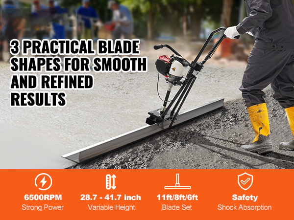 Tomahawk Power 37.7cc Gas Vibrating Concrete Screed With 8ft Float Blade
