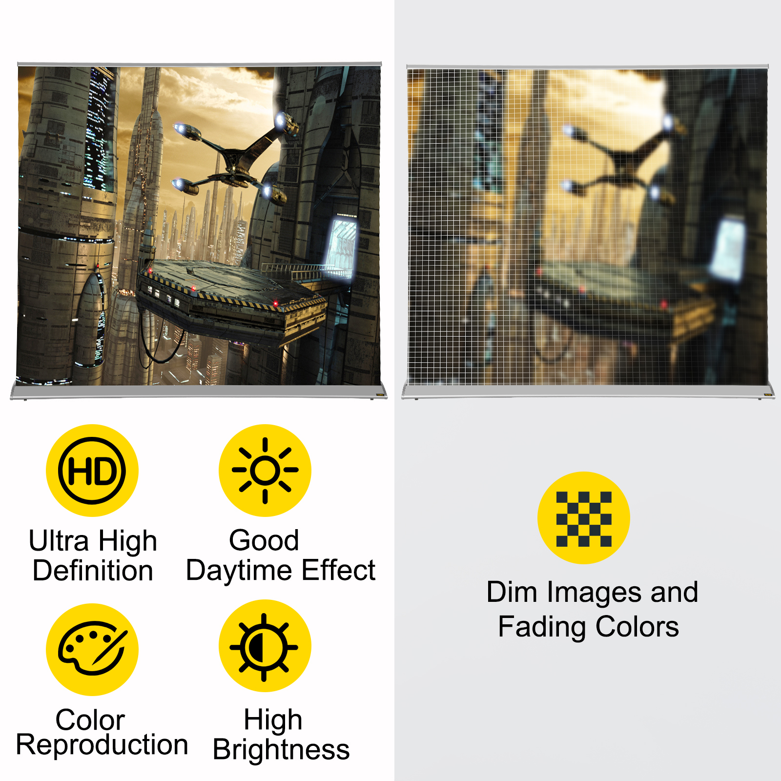VEVOR Projector Screen, 110" 169 4K/8K Ultra HDR, Pull Up Projector