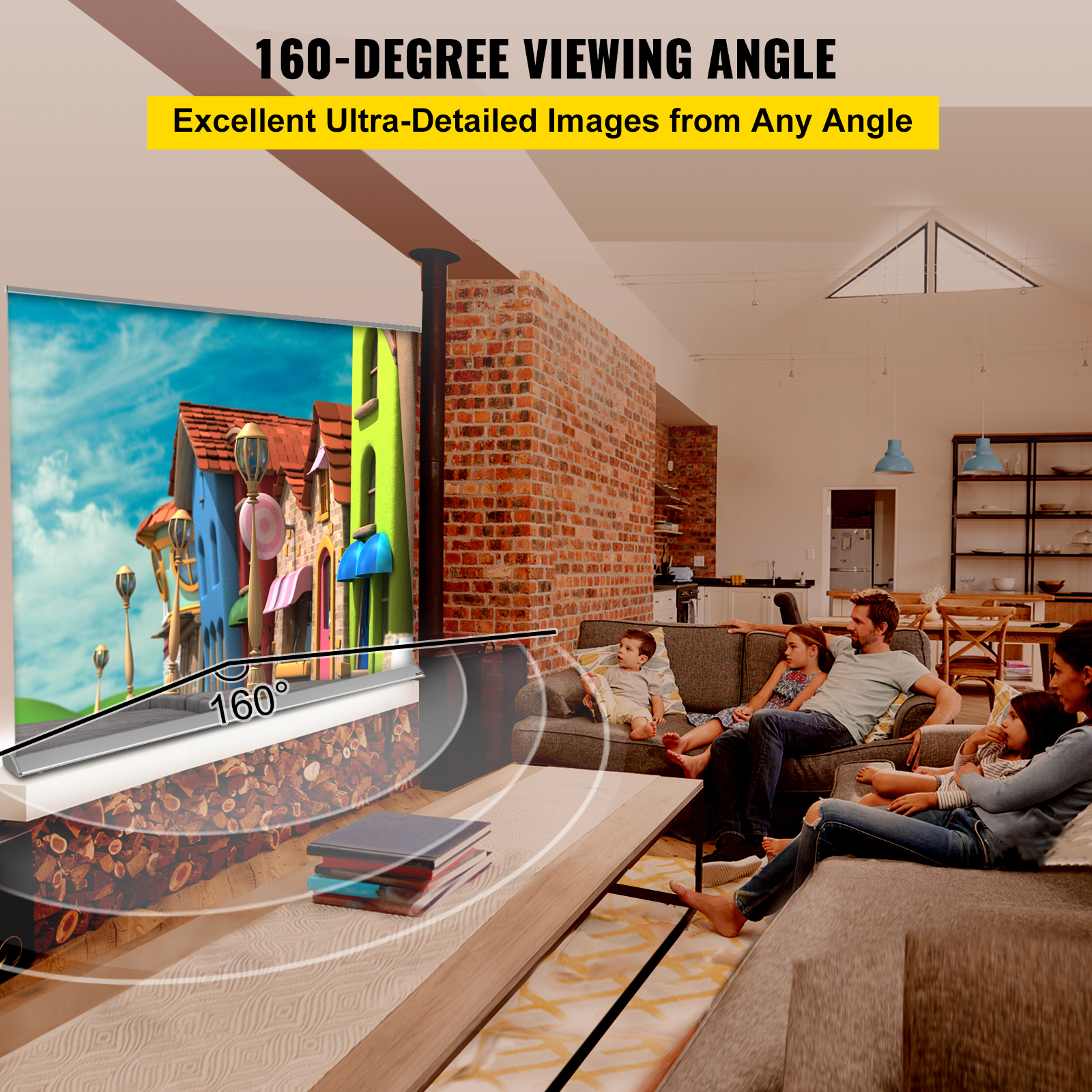 Pull Up Projector Screen Floor Standing Projector Screen 70/120/110in 16:9 - Picture 18 of 38