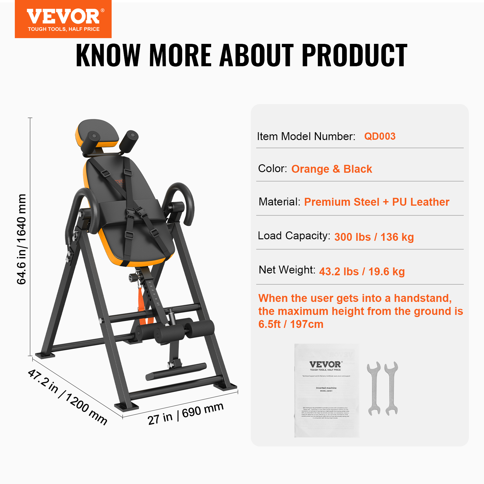 VEVOR Inversion Table Foldable Strength Training Equipment Hang Exercise Bench - Picture 21 of 38