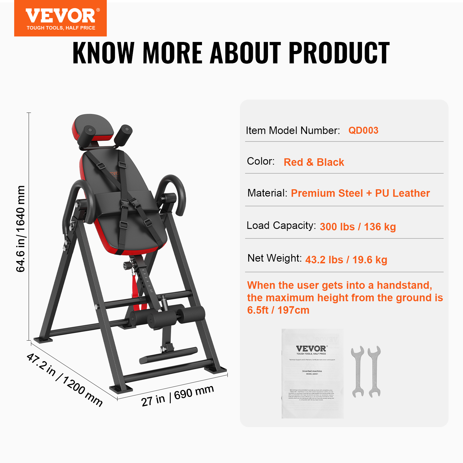 VEVOR Inversion Table Foldable Strength Training Equipment Hang Exercise Bench - Picture 33 of 38