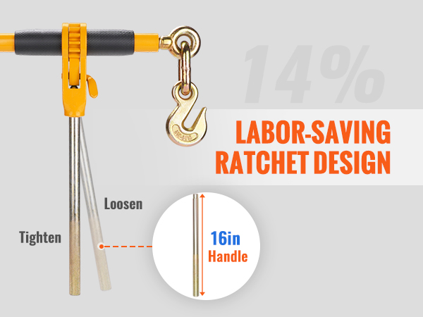 VEVOR Ratchet Chain Binder, 3/8"-1/2" Heavy Duty Load Binders, with G80 Chains 12000 lbs Secure Load Limit, Labor-saving Anti-skid Handle, Tie Down Hauling Chain Binders for Flatbed Truck Trailer, 4 P