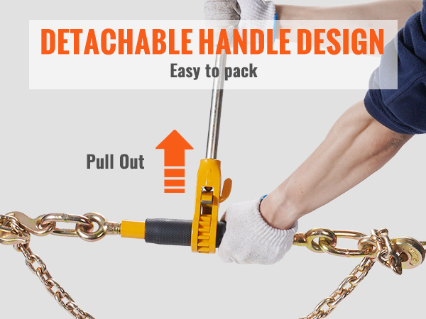 VEVOR Ratchet Chain Binder, 3/8"-1/2" Heavy Duty Load Binders, with G80 Chains 12000 lbs Secure Load Limit, Labor-saving Anti-skid Handle, Tie Down Hauling Chain Binders for Flatbed Truck Trailer, 4 P