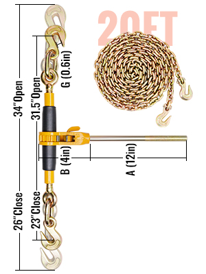 Cricchetti VEVOR Per Catene - 4 Pezzi, Carico Max 5443kg - Ganci G80, Per Trasporto Pesante - Foto 12