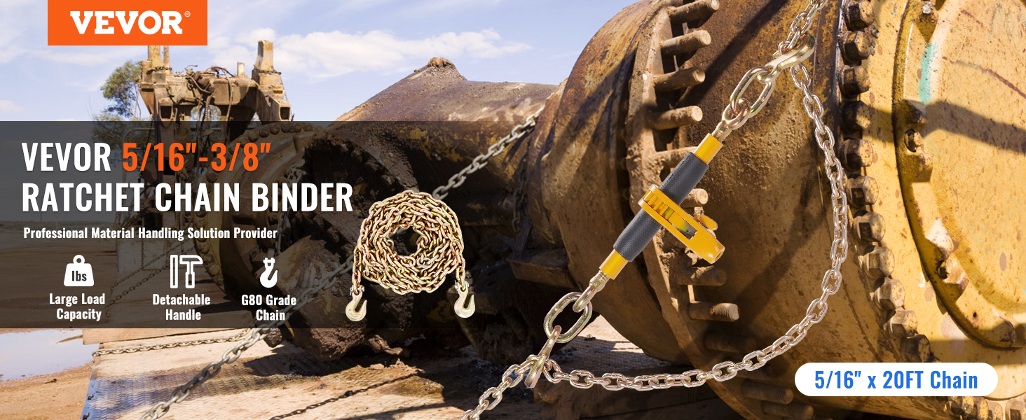 VEVOR Ratchet Chain Binder, 5/16-3/8 Heavy Duty Load Binders