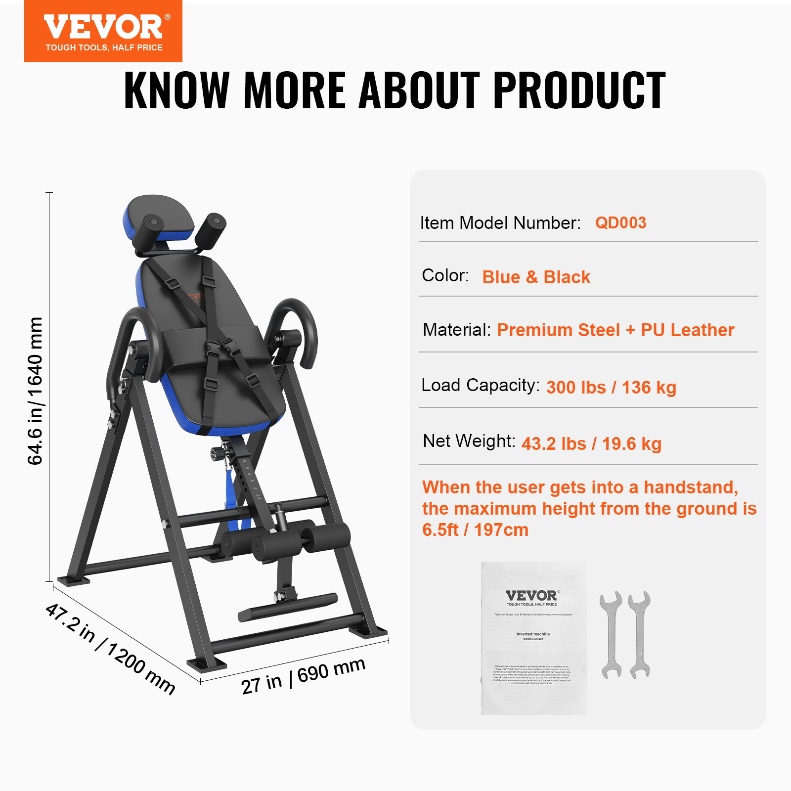 VEVOR Inversion Table Foldable Strength Training Equipment Hang Exercise Bench - Picture 9 of 38