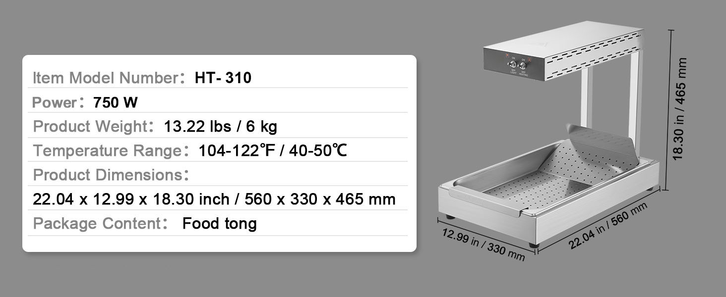 French Fry Food Warmer,Stainless Steel,Silver